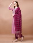 DESIGNER COTTON BLEND EMBROIDERY WORK TOP BOTTOM WITH DUPATTA PARTY WEAR WHOLESALE PRICE ETHNIC GARMENT (3)
