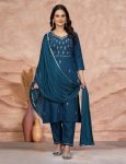 DESIGNER COTTON BLEND ZARI EMBROIDERY WORK TOP BOTTOM WITH DUPATTA FESTIVE WEAR WHOLESALE PRICE ETHNIC GARMENT (3)