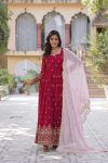 DESIGNER FAUX BLOOMING EMBROIDERY ZARI SEQUENCE WORK GOWN WITH DUPATTA FESTIVE WEAR WHOLESALE PRICE ETHNIC GARMENT (4)