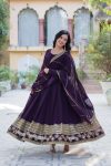DESIGNER FAUX BLOOMING MULTI SEQUENCE EMBROIDERY WORK GOWN WITH DUPATTA FESTIVE WEAR WHOLESALE PRICE ETHNIC GARMENT (4)
