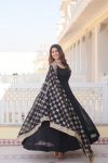 DESIGNER FAUX BLOOMING SEQUENCE EMBROIDERY MULTI-SEQUENCE WORK GOWN WITH DUPATTA FESTIVE WEAR WHOLESALE PRICE ETHNIC GARMENT (1)