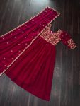 DESIGNER FAUX BLOOMING SEQUENCE EMBROIDERY WORK GOWN WITH DUPATTA FESTIVE WEAR WHOLESALE PRICE ETHNIC GARMENT (5)