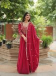 DESIGNER FAUX BLOOMING SEQUENCE EMBROIDERY WORK GOWN WITH DUPATTA FESTIVE WEAR WHOLESALE PRICE ETHNIC GARMENT (5)