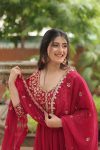 DESIGNER FAUX BLOOMING SEQUENCE EMBROIDERY WORK GOWN WITH DUPATTA FESTIVE WEAR WHOLESALE PRICE ETHNIC GARMENT (5)