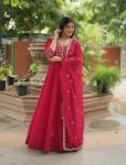 DESIGNER FAUX BLOOMING SEQUENCE EMBROIDERY WORK GOWN WITH DUPATTA FESTIVE WEAR WHOLESALE PRICE ETHNIC GARMENT (5)