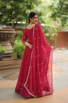 DESIGNER FAUX BLOOMING SEQUENCE EMBROIDERY WORK GOWN WITH DUPATTA FESTIVE WEAR WHOLESALE PRICE ETHNIC GARMENT (5)
