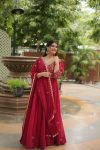 DESIGNER FAUX BLOOMING SEQUENCE EMBROIDERY WORK GOWN WITH DUPATTA FESTIVE WEAR WHOLESALE PRICE ETHNIC GARMENT (5)