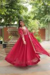 DESIGNER FAUX BLOOMING SEQUENCE EMBROIDERY WORK GOWN WITH DUPATTA FESTIVE WEAR WHOLESALE PRICE ETHNIC GARMENT (5)