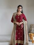 DESIGNER FAUX GEORGETTE EMBROIDERY SEQUENCE WORK TOP PALAZZO WITH DUPATTA FESTIVE WEAR WHOLESALE PRICE ETHNIC GARMENT (3)