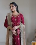DESIGNER FAUX GEORGETTE EMBROIDERY SEQUENCE WORK TOP PALAZZO WITH DUPATTA FESTIVE WEAR WHOLESALE PRICE ETHNIC GARMENT (3)