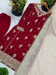 DESIGNER FAUX GEORGETTE EMBROIDERY SEQUENCE WORK TOP PALAZZO WITH DUPATTA FESTIVE WEAR WHOLESALE PRICE ETHNIC GARMENT (3)