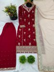 DESIGNER FAUX GEORGETTE EMBROIDERY SEQUENCE WORK TOP PALAZZO WITH DUPATTA FESTIVE WEAR WHOLESALE PRICE ETHNIC GARMENT (3)