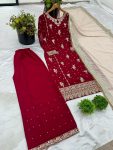 DESIGNER FAUX GEORGETTE EMBROIDERY SEQUENCE WORK TOP PALAZZO WITH DUPATTA FESTIVE WEAR WHOLESALE PRICE ETHNIC GARMENT (3)