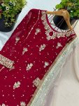 DESIGNER FAUX GEORGETTE EMBROIDERY SEQUENCE WORK TOP PALAZZO WITH DUPATTA FESTIVE WEAR WHOLESALE PRICE ETHNIC GARMENT (3)