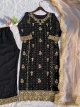 DESIGNER FAUX GEORGETTE EMBROIDERY SEQUENCE WORK TOP PALAZZO WITH DUPATTA PARTY WEAR WHOLESALE PRICE ETHINC GARMENT (2)