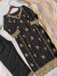 DESIGNER FAUX GEORGETTE EMBROIDERY SEQUENCE WORK TOP PALAZZO WITH DUPATTA PARTY WEAR WHOLESALE PRICE ETHINC GARMENT (2)