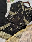 DESIGNER FAUX GEORGETTE EMBROIDERY SEQUENCE WORK TOP PALAZZO WITH DUPATTA PARTY WEAR WHOLESALE PRICE ETHINC GARMENT (2)