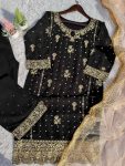 DESIGNER FAUX GEORGETTE EMBROIDERY SEQUENCE WORK TOP PALAZZO WITH DUPATTA PARTY WEAR WHOLESALE PRICE ETHINC GARMENT (2)
