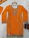 DESIGNER FAUX GEORGETTE EMBROIDERY SEQUENCE WORK TOP SHARARA WITH DUPATTA FESTIVE WEAR WHOLESALE PRICE ETHNIC GARMENT (2)