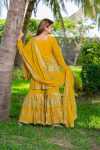 DESIGNER FAUX GEORGETTE EMBROIDERY SEQUENCE WORK TOP SHARARA WITH DUPATTA FESTIVE WEAR WHOLESALE PRICE ETHNIC GARMENT (8)