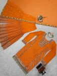 DESIGNER FAUX GEORGETTE EMBROIDERY SEQUENCE WORK TOP SHARARA WITH DUPATTA FESTIVE WEAR WHOLESALE PRICE ETHNIC GARMENT (2)