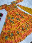 DESIGNER FAUX GEORGETTE EMBROIDERY SEQUENCE WORK WITH RUFFLE WORK ALIA CUT GOWN WITH DUPATTA FESTIVE WEAR WHOLESALE PRICE ETHNIC GARMENT (4)