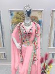 DESIGNER FAUX GEORGETTE EMBROIDERY WORK PALAZZO BLOUSE WITH SHRUG AND WAIST BELT PARTY WEAR WHOLESALE PRICE ETHNIC GARMENT (4)