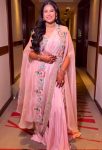 DESIGNER FAUX GEORGETTE EMBROIDERY WORK  PALAZZO BLOUSE WITH SHRUG AND WAIST BELT  BABY PINK