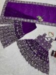 DESIGNER FAUX GEORGETTE THREAD WITH SEQUENCE WORK TOP SHARARA WITH DUPATTA FESTIVE WEAR WHOLESALE PRICE ETHNIC GARMENT (3)