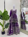 DESIGNER FAUX GEORGETTE THREAD WITH SEQUENCE WORK TOP SHARARA WITH DUPATTA FESTIVE WEAR WHOLESALE PRICE ETHNIC GARMENT (3)