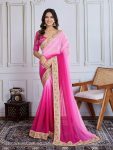 DESIGNER GEORGETTE DIGITAL PRINTED EMBROIDERY LACE WORK SAREE WITH UNSTITCHED BLOUSE PARTY WEAR WHOLESALE PRICE ETHNIC GARMENT (5)