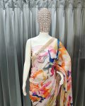 DESIGNER GEORGETTE DIGITAL PRINTED LACE WORK READY TO WEAR SAREE WITH UNSTITCHED BLOUSE PARTY WEAR WHOLESALE PRICE ETHNIC GARMENT (3)