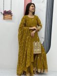 DESIGNER GEORGETTE EMBROIDERY SEQUENCE THREAD WORK TOP SHARARA WITH DUPATTA PARTY WEAR WHOLESALE PRICE ETHNIC GARMENT (10)