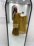 DESIGNER GEORGETTE EMBROIDERY SEQUENCE THREAD WORK TOP SHARARA WITH DUPATTA PARTY WEAR WHOLESALE PRICE ETHNIC GARMENT (10)