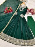DESIGNER GEORGETTE EMBROIDERY SEQUENCE WORK GOWN BOTTOM WITH DUPATTA FESTIVE WEAR WHOLESALE PRICE ETHNIC GARMENT (1)