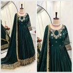 DESIGNER GEORGETTE EMBROIDERY SEQUENCE WORK GOWN BOTTOM WITH DUPATTA FESTIVE WEAR WHOLESALE PRICE ETHNIC GARMENT (1)