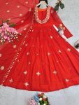 DESIGNER GEORGETTE EMBROIDERY SEQUENCE WORK GOWN WITH DUPATTA PARTY WEAR WHOLESALE PRICE ETHNIC GARMENT (5)