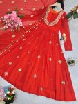 DESIGNER GEORGETTE EMBROIDERY SEQUENCE WORK GOWN WITH DUPATTA PARTY WEAR WHOLESALE PRICE ETHNIC GARMENT (5)