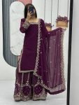 DESIGNER GEORGETTE EMBROIDERY SEQUENCE WORK TOP PALAZZO WITH DUPATTA FESTIVE WEAR WHOLESALE PRICE ETHNIC GARMENT (4)