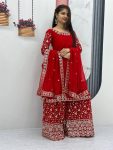 DESIGNER GEORGETTE EMBROIDERY SEQUENCE WORK TOP PALAZZO WITH DUPATTA FESTIVE WEAR WHOLESALE PRICE ETHNIC GARMENT (4)