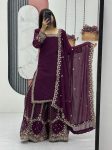 DESIGNER GEORGETTE EMBROIDERY SEQUENCE WORK TOP PALAZZO WITH DUPATTA FESTIVE WEAR WHOLESALE PRICE ETHNIC GARMENT (4)