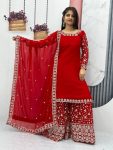 DESIGNER GEORGETTE EMBROIDERY SEQUENCE WORK TOP PALAZZO WITH DUPATTA FESTIVE WEAR WHOLESALE PRICE ETHNIC GARMENT (4)
