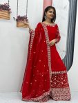 DESIGNER GEORGETTE EMBROIDERY SEQUENCE WORK TOP PALAZZO WITH DUPATTA FESTIVE WEAR WHOLESALE PRICE ETHNIC GARMENT (4)