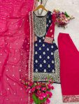 DESIGNER GEORGETTE EMBROIDERY SEQUENCE WORK TOP PALAZZO WITH DUPATTA FESTIVE WEAR WHOLESALE PRICE ETHNIC GARMENT (4)