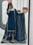 DESIGNER GEORGETTE EMBROIDERY SEQUENCE WORK TOP PALAZZO WITH DUPATTA TEAL