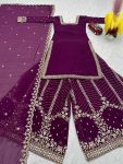 DESIGNER GEORGETTE EMBROIDERY SEQUENCE WORK TOP PALAZZO WITH DUPATTA FESTIVE WEAR WHOLESALE PRICE ETHNIC GARMENT (4)