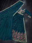 DESIGNER GEORGETTE EMBROIDERY SEQUENCE WORK TOP PALAZZO WITH DUPATTA PARTY WEAR WHOLESALE PRICE ETHNIC GARMENT (1)
