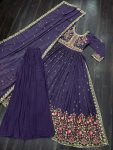 DESIGNER GEORGETTE EMBROIDERY SEQUENCE WORK TOP PALAZZO WITH DUPATTA PARTY WEAR WHOLESALE PRICE ETHNIC GARMENT (5)