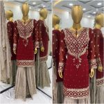 DESIGNER GEORGETTE EMBROIDERY SEQUENCE WORK TOP SHARARA WITH DUPATTA FESTIVE WEAR WHOLESALE PRICE ETHNIC GARMENT (2)