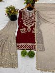 DESIGNER GEORGETTE EMBROIDERY SEQUENCE WORK TOP SHARARA WITH DUPATTA FESTIVE WEAR WHOLESALE PRICE ETHNIC GARMENT (2)